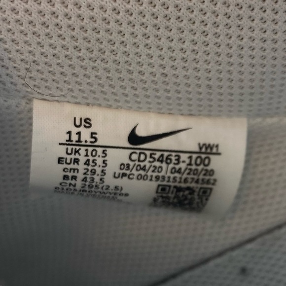 Nike Court Vision Low Triple White 2019 - CD5463-100 mens 11.5 - Picture 5 of 6